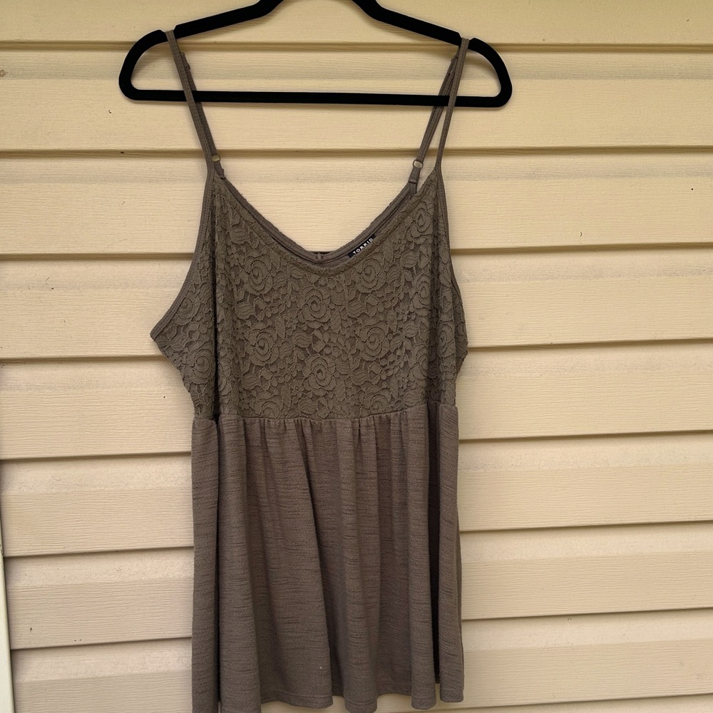 Torrid brown babydoll tank